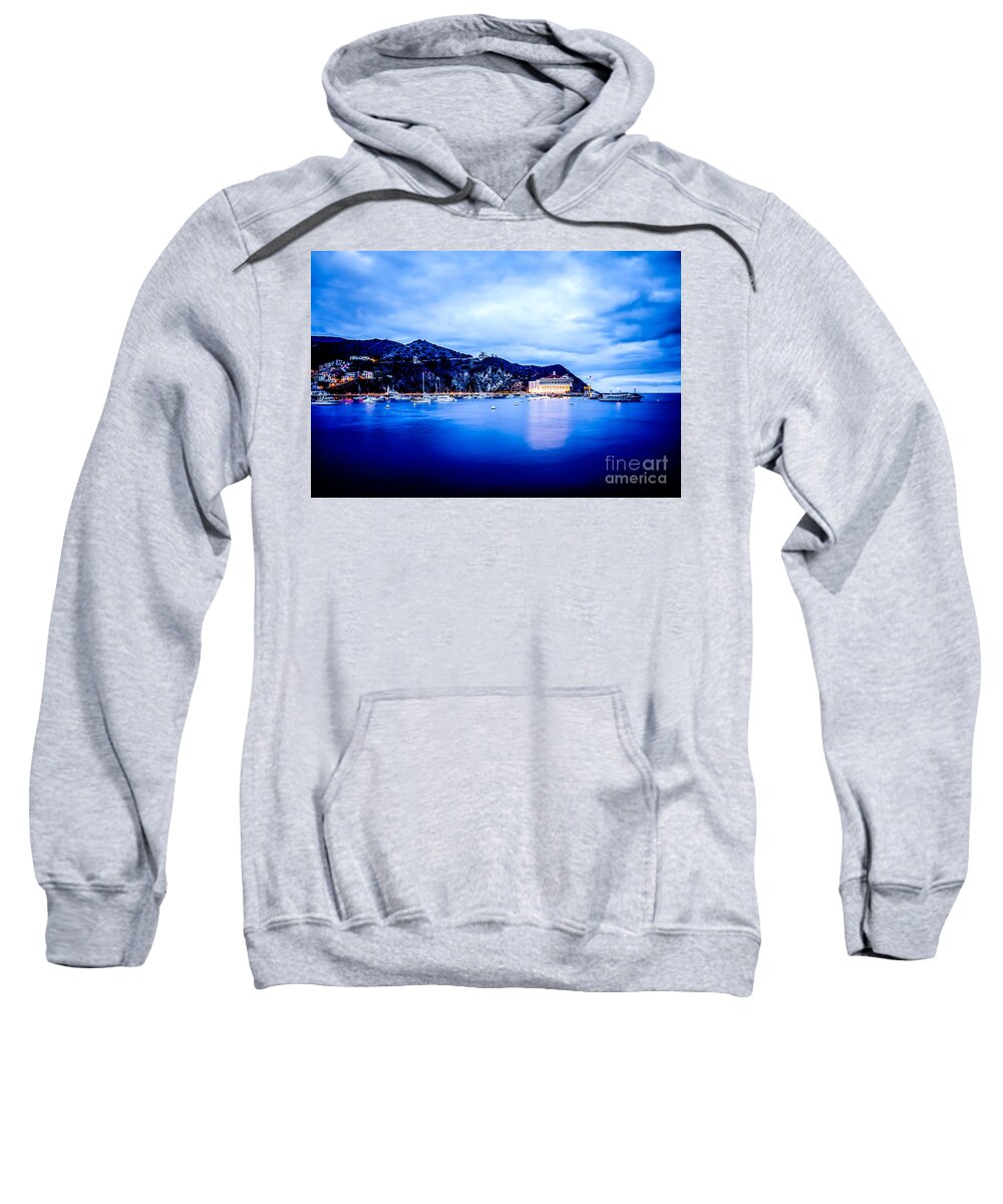 America Sweatshirt featuring the photograph Catalina Island Avalon Bay at Night Picture by Paul Velgos