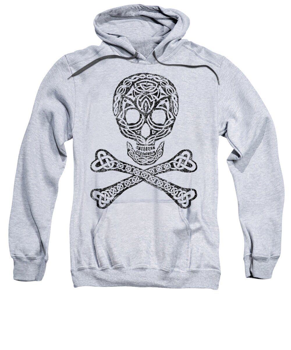 Artoffoxvox Sweatshirt featuring the mixed media Celtic Skull and Crossbones by Kristen Fox