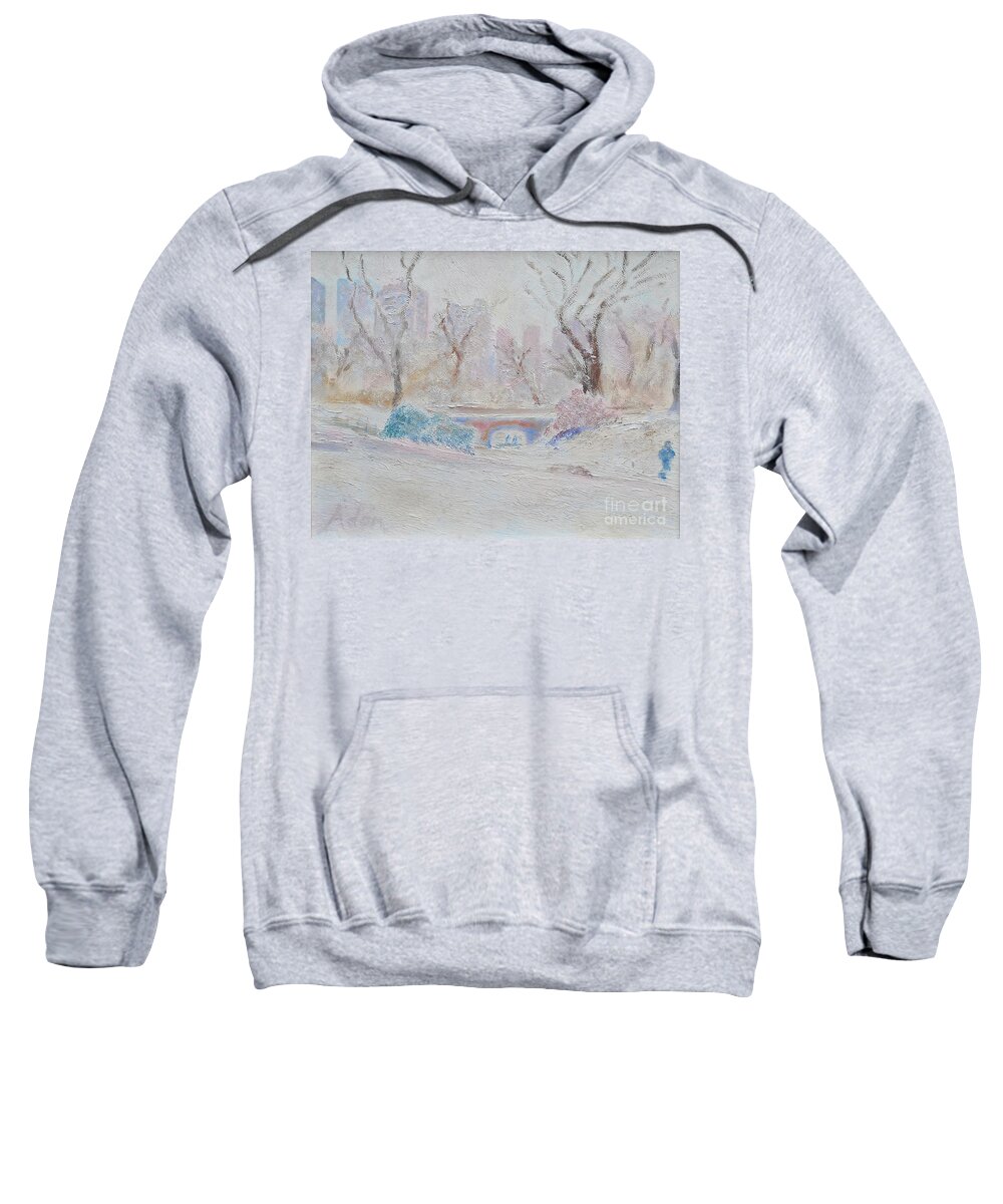 Central Park Sweatshirt featuring the painting Central Park Record Early March Cold Circa 2007 by Felipe Adan Lerma