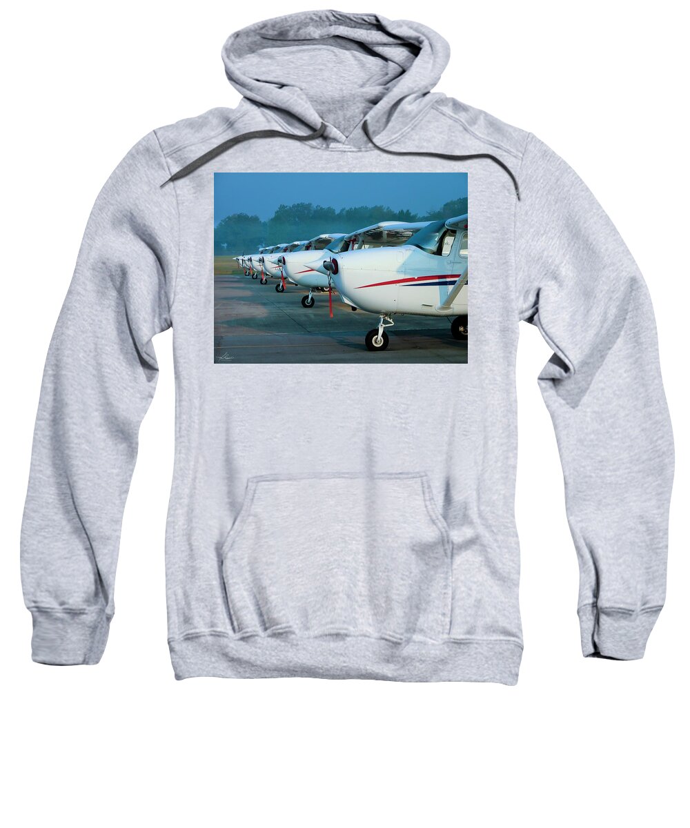Favorite Sweatshirt featuring the photograph Cessna 172's All In A Row by Phil And Karen Rispin