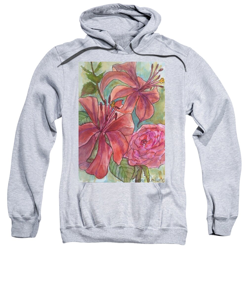 Flowers Sweatshirt featuring the painting Chanson des Fleurs by Cheryl Wallace