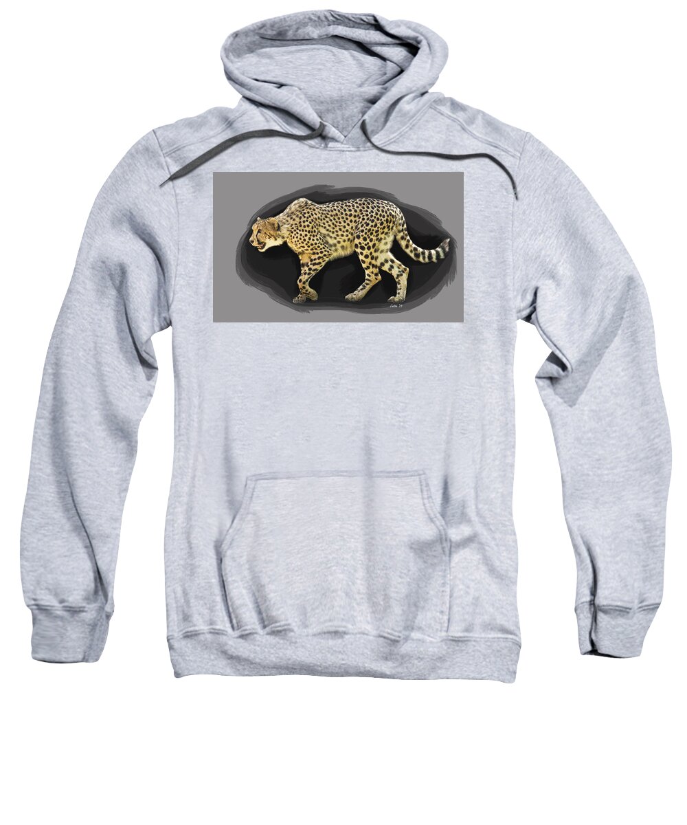Cheetah Sweatshirt featuring the digital art Cheetah 10 by Larry Linton