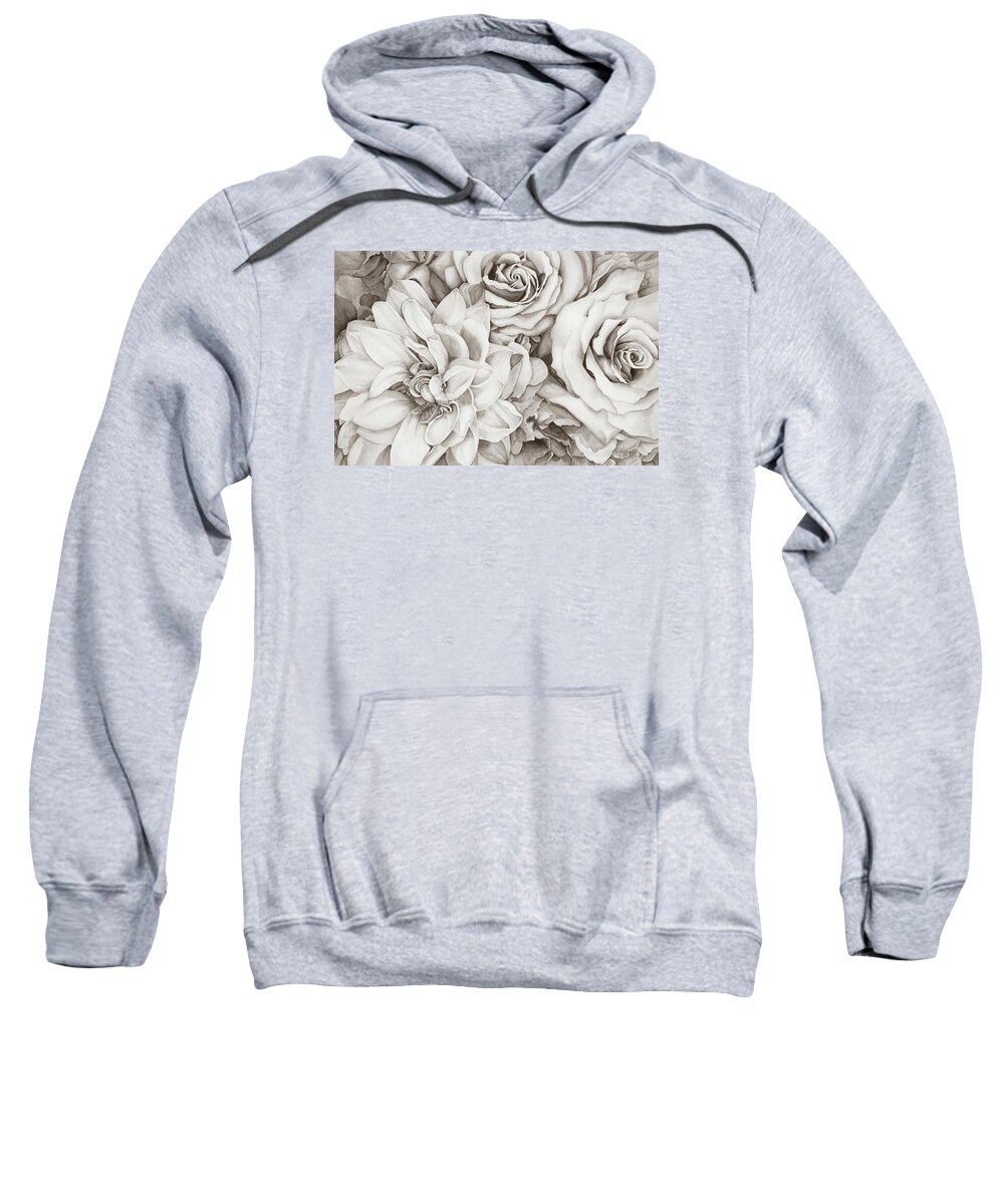Roses Sweatshirt featuring the digital art Chelsea's Bouquet - Neutral by Lori Taylor