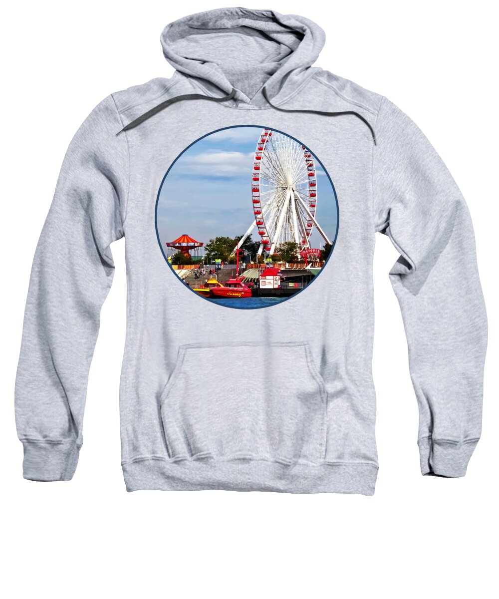 Chicago Sweatshirt featuring the photograph Chicago IL - Ferris Wheel at Navy Pier by Susan Savad