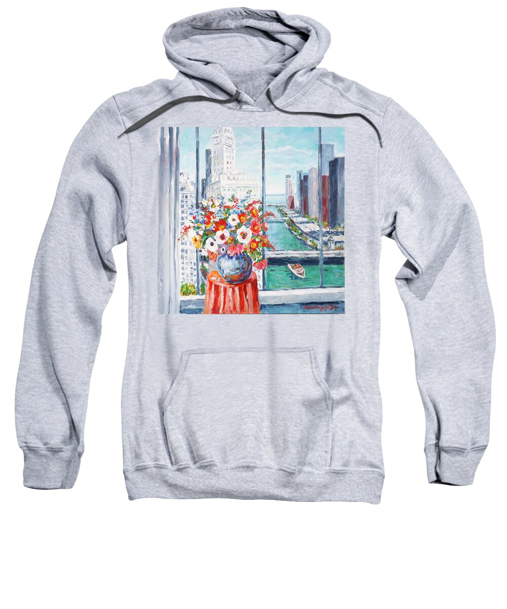 Flowers Sweatshirt featuring the painting Chicago River by Ingrid Dohm