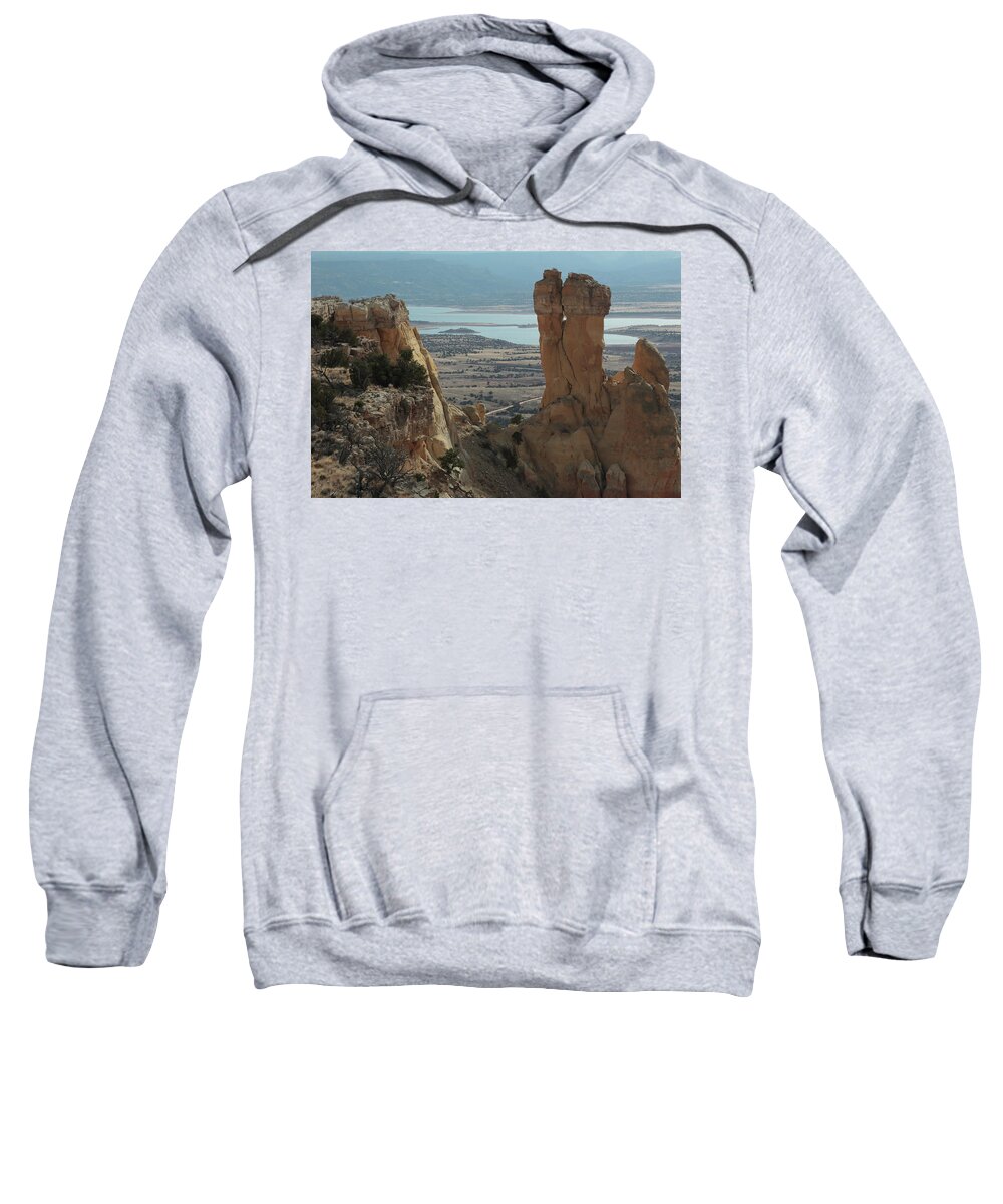 Chimney Sweatshirt featuring the photograph Chimney Rock over Abiquiu Lake by David Diaz