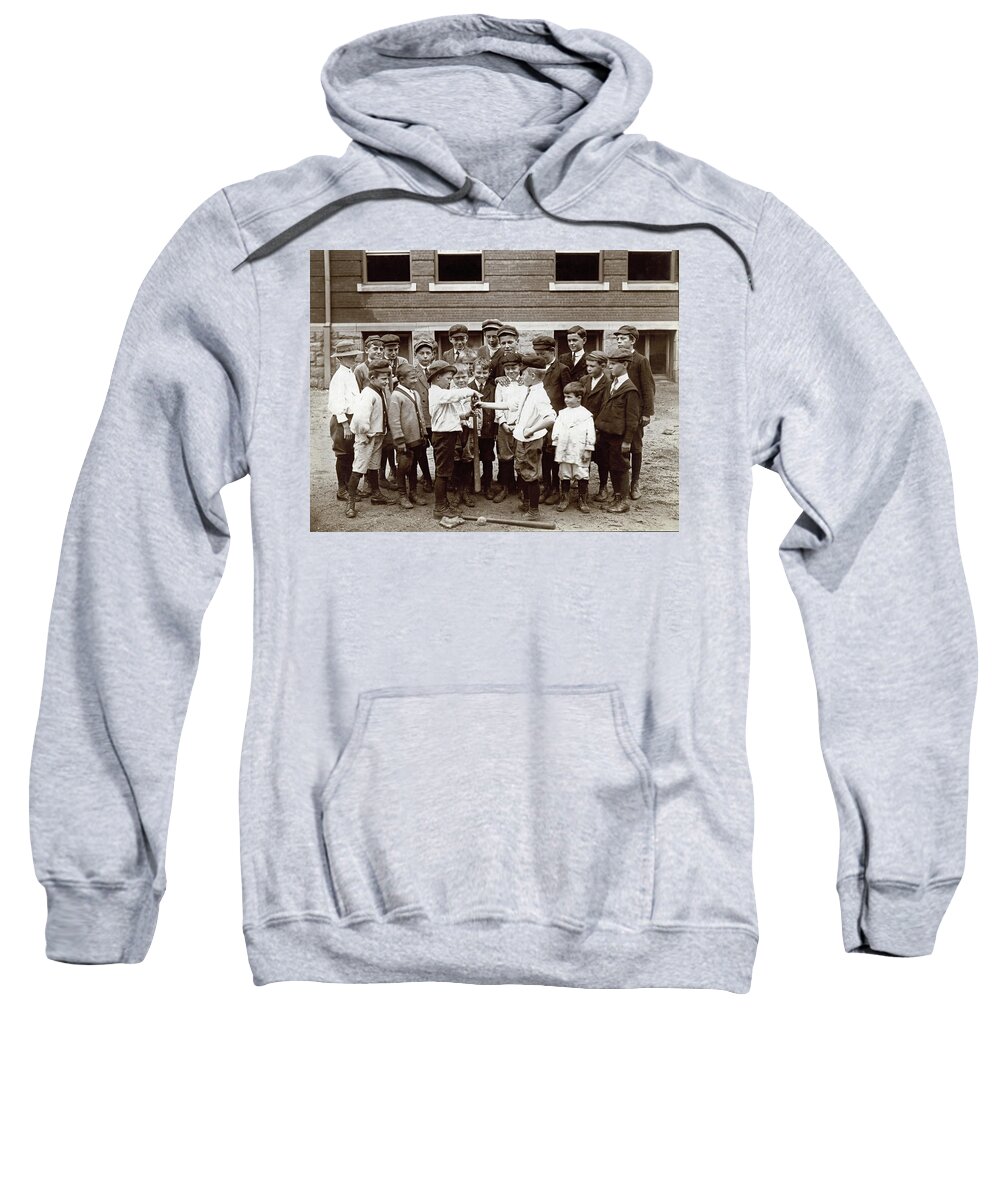 1895 Sweatshirt featuring the photograph Choosing Baseball Teams by Underwood Archives Harvey Porch