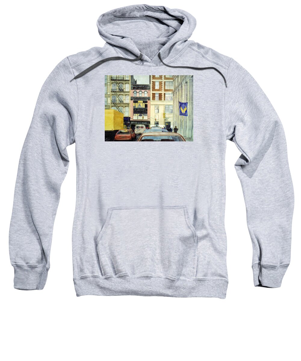 Karen Zuk Rosenblatt Art And Photography Sweatshirt featuring the painting Cityscape by Karen Zuk Rosenblatt