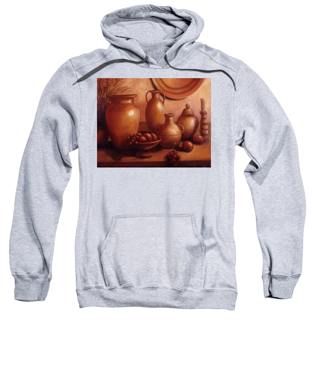 Clay Sweatshirt featuring the painting Clay Pots by Lynne Pittard