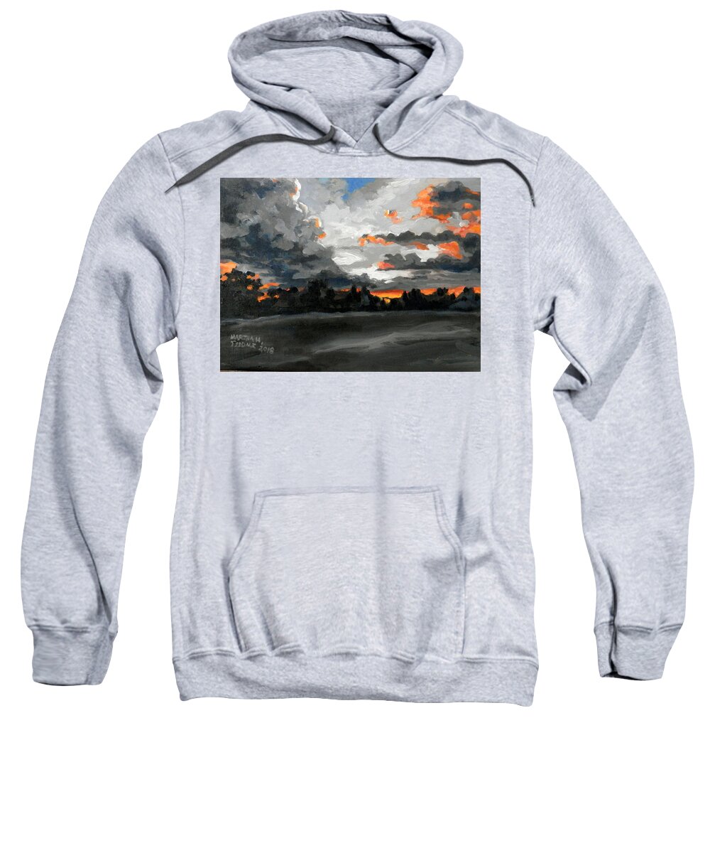 Clouds Dusk Sunset Usa Macon Georgia Landscape Sweatshirt featuring the painting Clouds at Dusk by Martha Tisdale