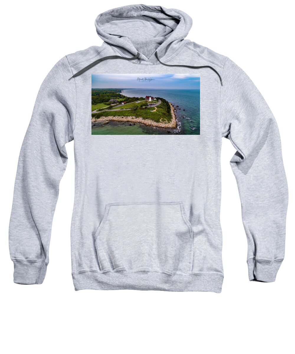 Nobska Lighthouse Sweatshirt featuring the photograph Coastal Nobska Point Lighthouse by Veterans Aerial Media LLC