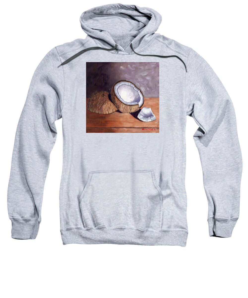 Coconut Still Life Sweatshirt featuring the painting Coconut Anyone? by Laura Forde