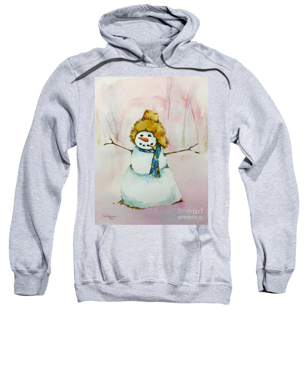 Snow Sweatshirt featuring the painting Cody's First Frosty by Lynn Babineau