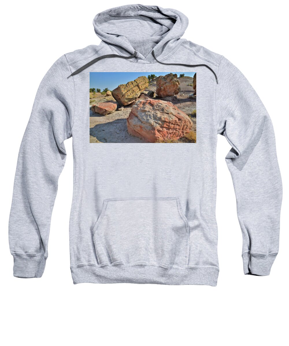 Grand Junction Sweatshirt featuring the photograph Colorful Boulders in the Bentonite Site on Little Park Road by Ray Mathis