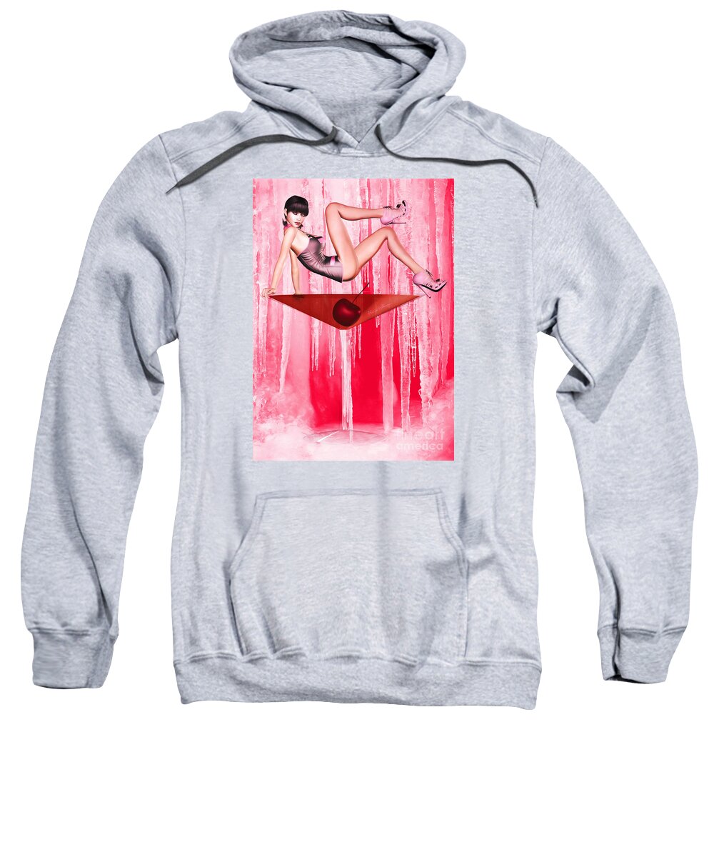 Pin-up Sweatshirt featuring the digital art Cosmo Girl by Alicia Hollinger