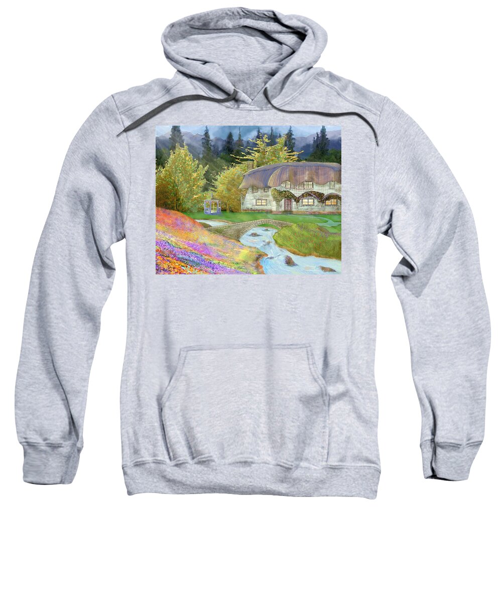 Victor Shelley Sweatshirt featuring the painting Cottage by Victor Shelley
