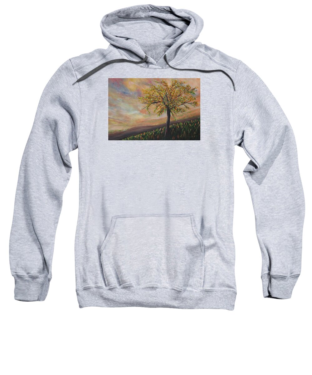 Tree Colorful With Yellows Sweatshirt featuring the painting Country Morn by Roberta Rotunda