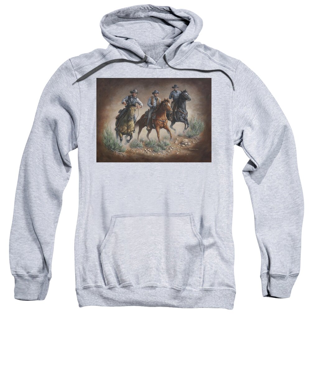 Cowboys Sweatshirt featuring the painting Cowboys by Kim Lockman