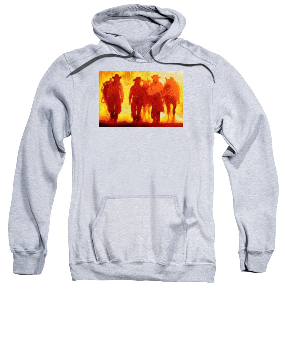 Cowboys Sweatshirt featuring the digital art Cowpeople by Caito Junqueira