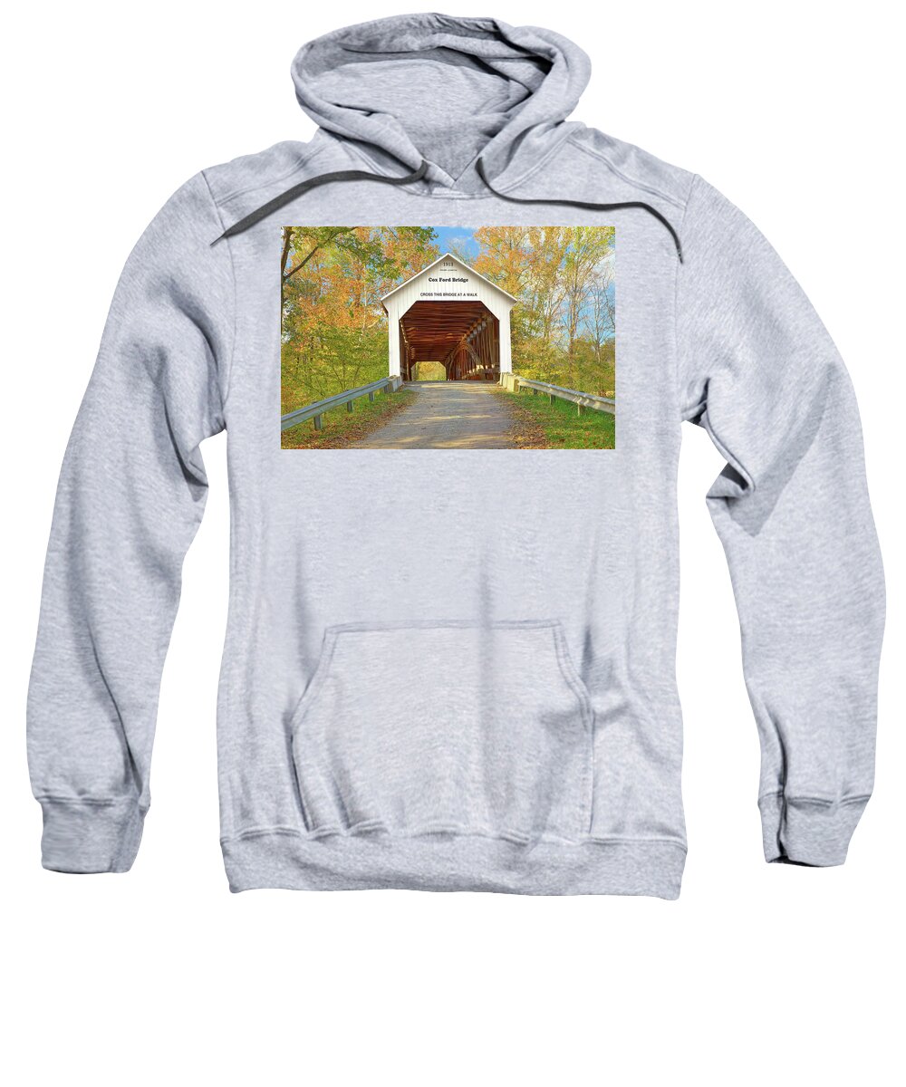 Covered Bridges Sweatshirt featuring the photograph Cox Ford Covered Bridge by Harold Rau