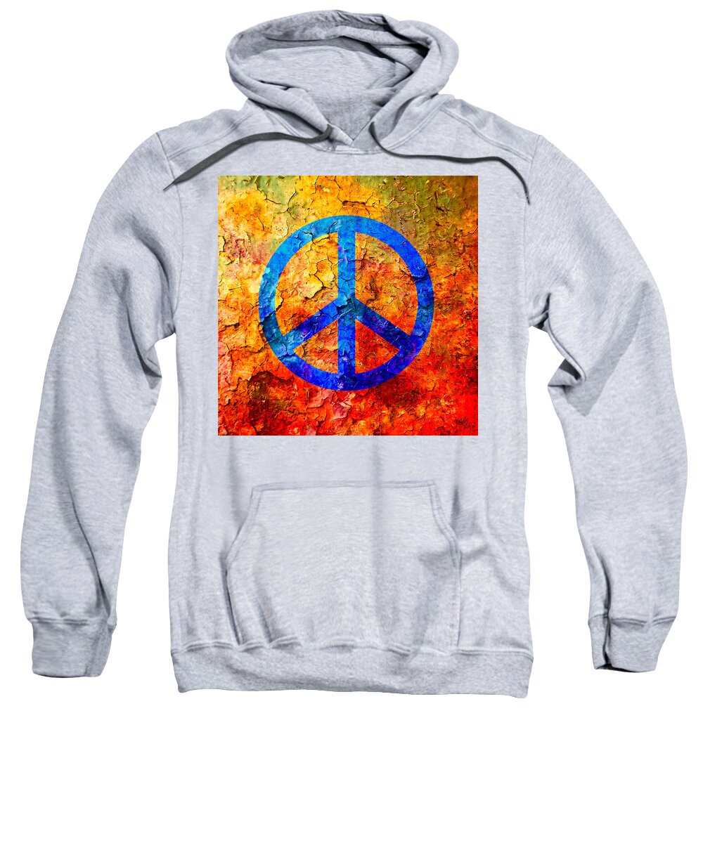 Peace Sign Sweatshirt featuring the mixed media Cracked Peace by Ally White