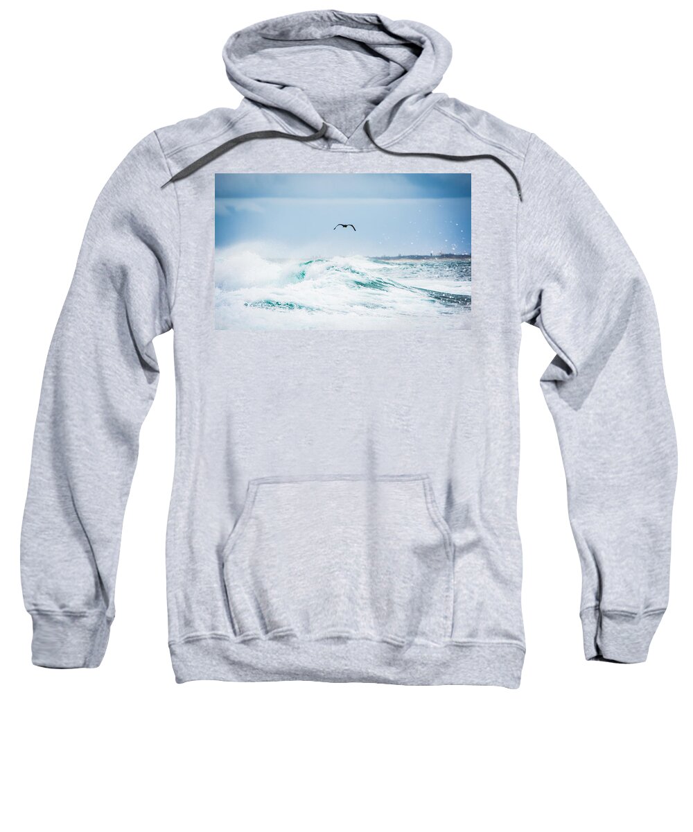 Waves Sweatshirt featuring the photograph Crashing Waves by Parker Cunningham