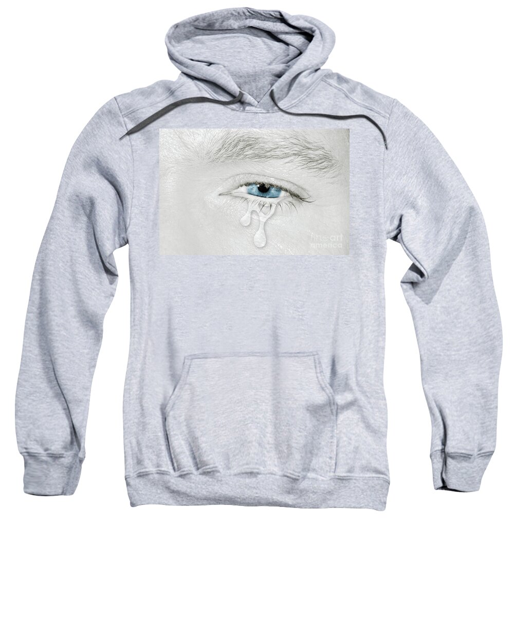 Left Sweatshirt featuring the photograph Crying blue left eye by Benny Marty