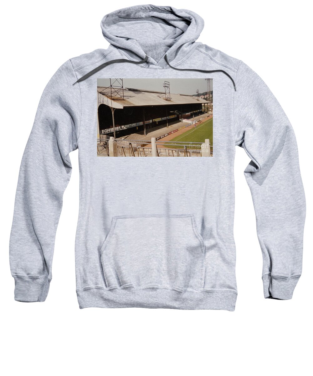 Crystal Palace Sweatshirt featuring the photograph Crystal Palace - Selhurst Park - West Main Stand 2 - 1980s by Legendary Football Grounds