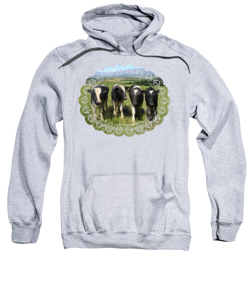 Original Sweatshirt featuring the painting Curious Cows by Ivana Westin