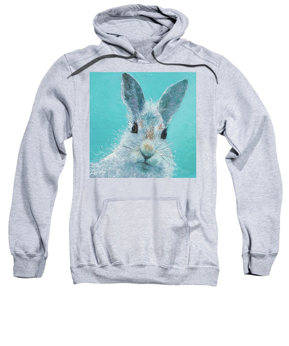 Bunny Sweatshirt featuring the painting Curious Grey Rabbit by Jan Matson