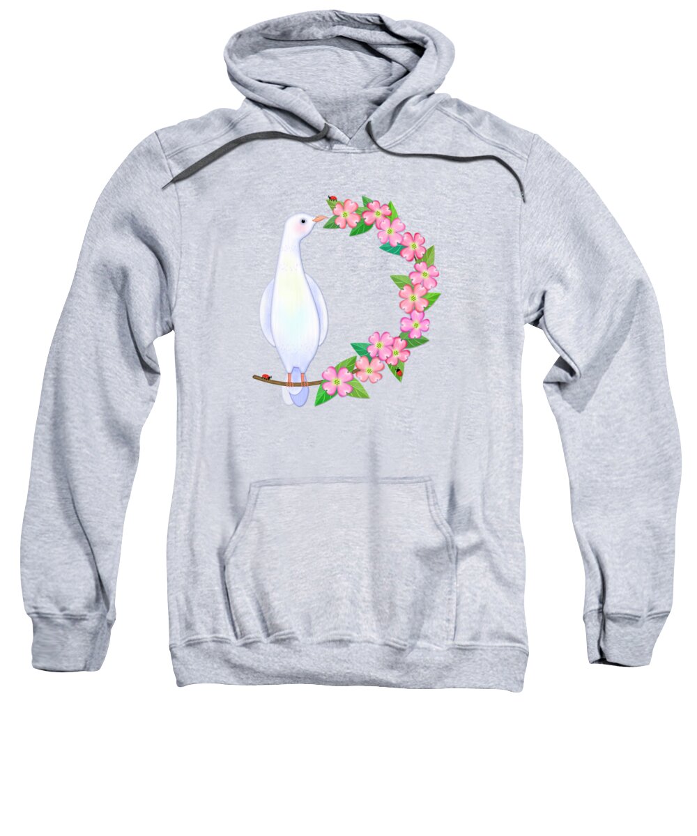 Letter D Sweatshirt featuring the digital art D is for Dove and Dogwood by Valerie Drake Lesiak