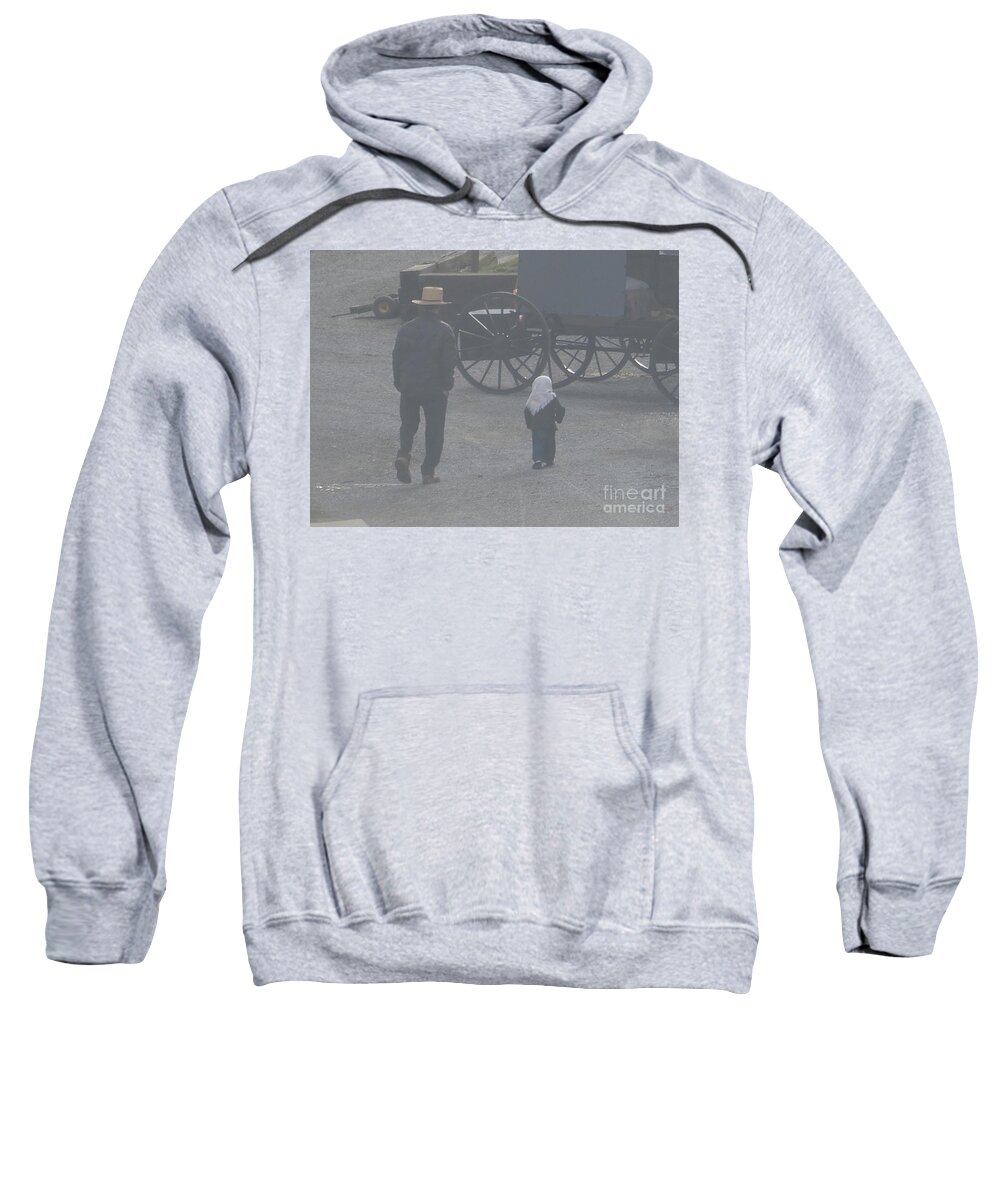 Amish Sweatshirt featuring the photograph Dad and Daughter by Christine Clark