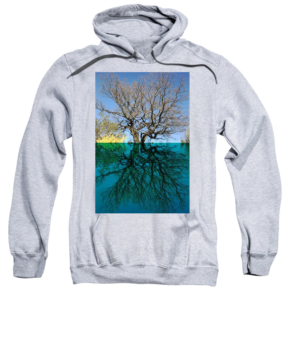 Dancers Sweatshirt featuring the mixed media Dancers Tree Reflection by Julia Woodman