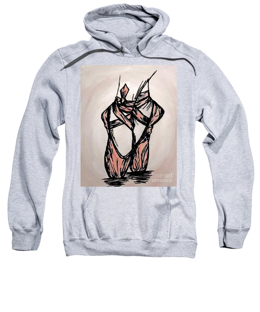 Ballet Pink Shoes Sweatshirt featuring the painting Dedication by Jilian Cramb - AMothersFineArt