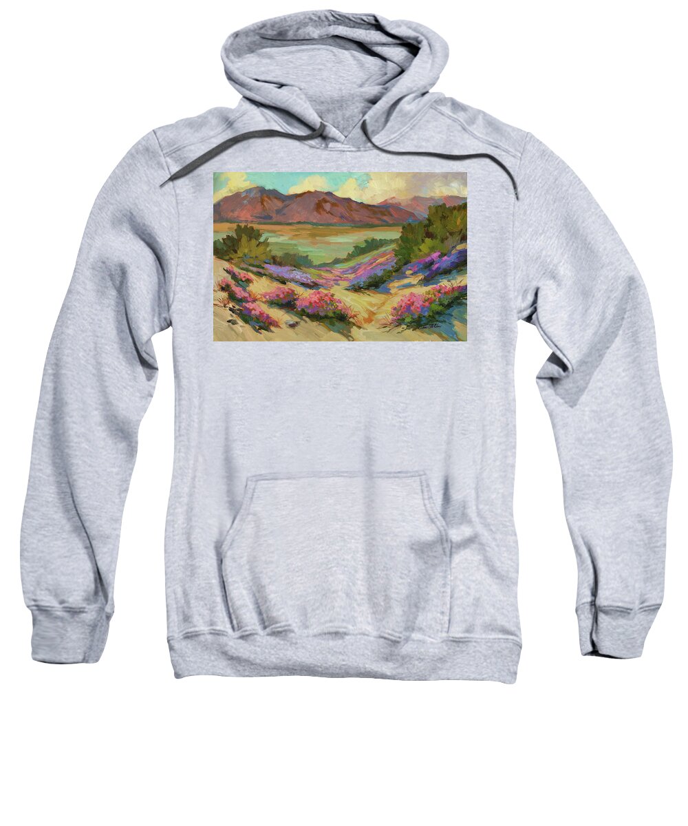 Desert Verbena At Borrego Springs Sweatshirt featuring the painting Desert Verbena at Borrego Springs by Diane McClary