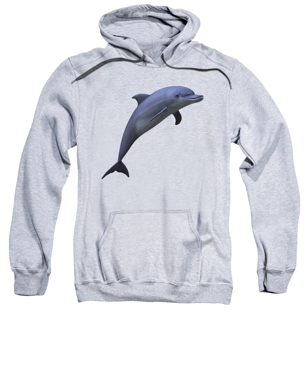 Dolphin Sweatshirt featuring the digital art Dolphin In Ocean Blue by Movie Poster Prints