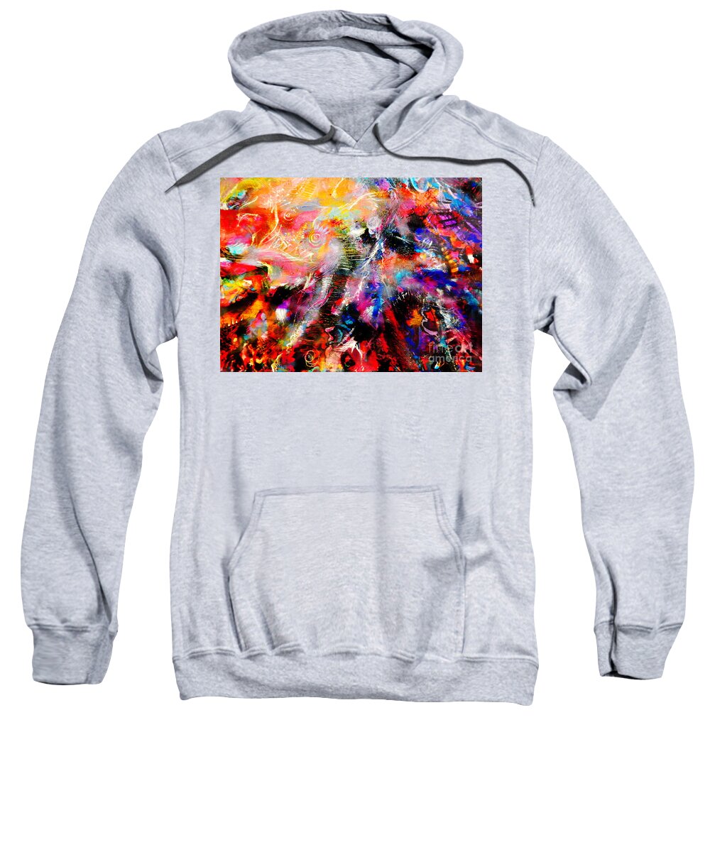 Abstract Expressionist Painting Sweatshirt featuring the painting Double sun by Priscilla Batzell Expressionist Art Studio Gallery