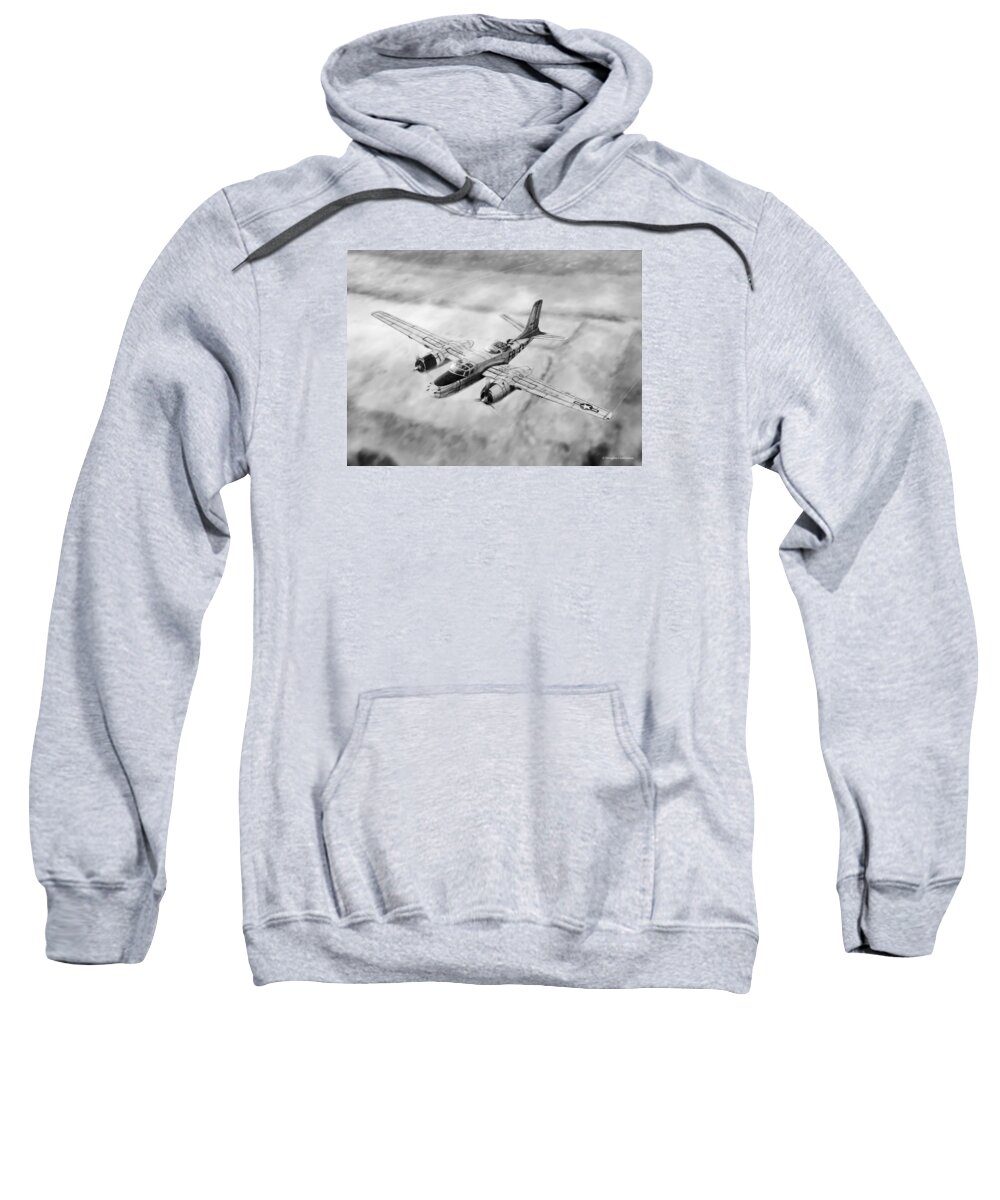 Aviation Sweatshirt featuring the drawing Douglas A-26 Invader by Douglas Castleman