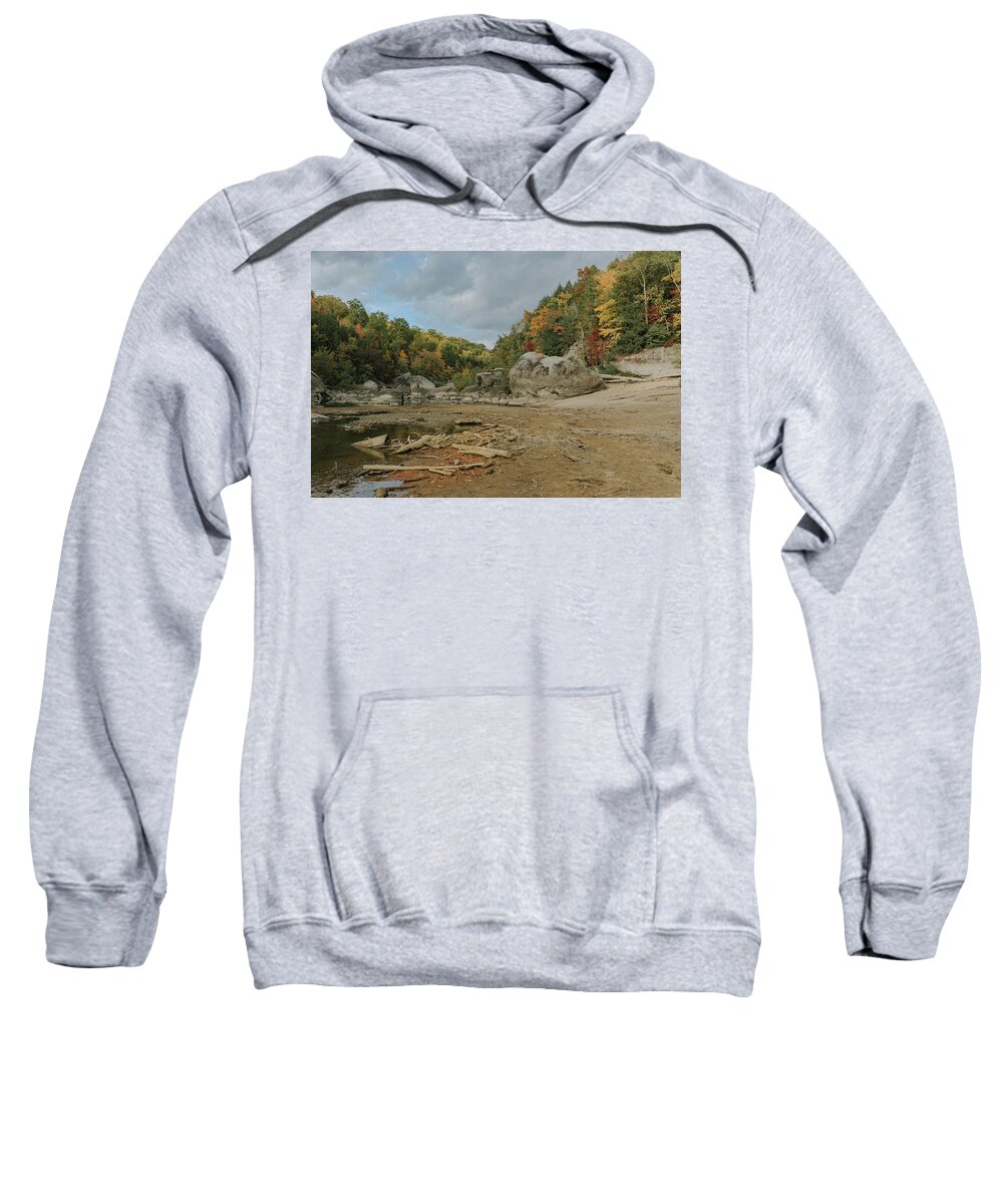 Cumberland Falls Sweatshirt featuring the photograph Downstream from Cumberland Falls by Amber Flowers