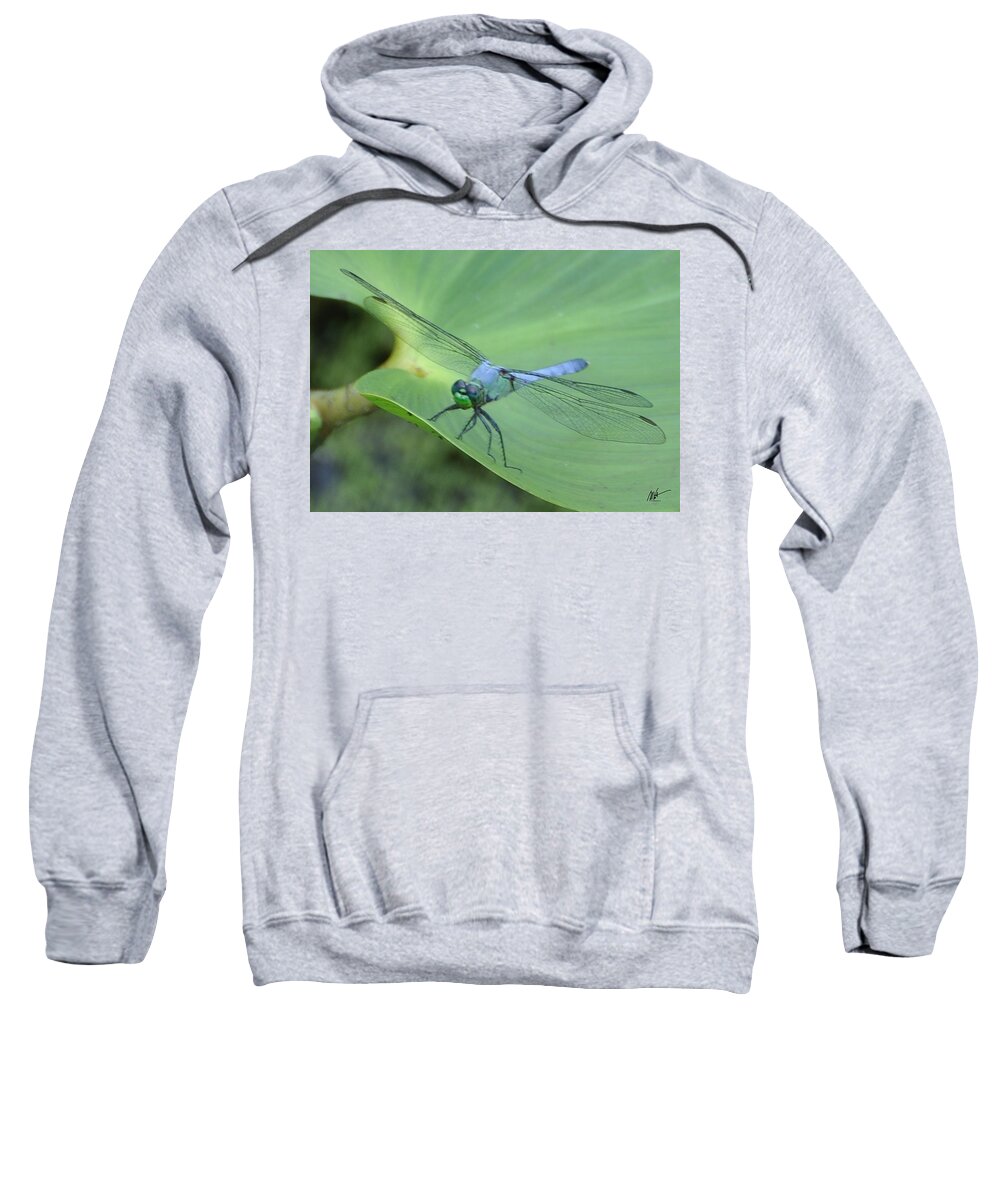  Sweatshirt featuring the photograph Dragonfly on Lily by Mark Valentine