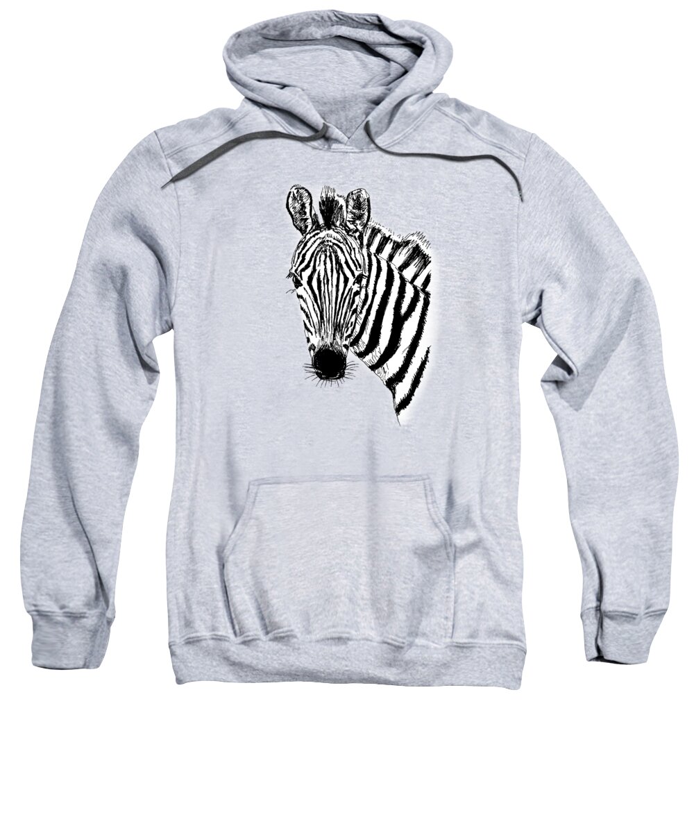 White Sweatshirt featuring the drawing Drawing Zebra by Masha Batkova