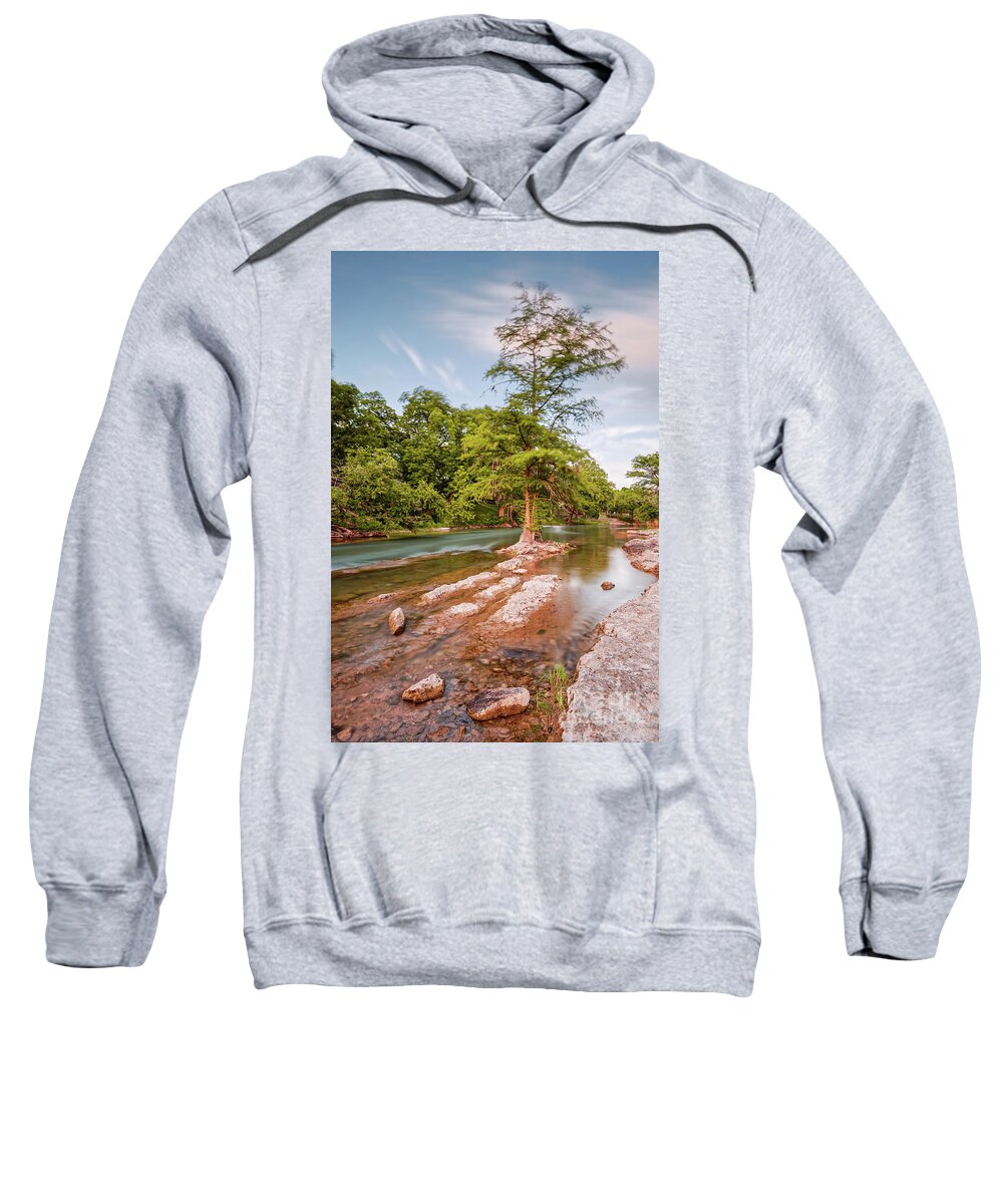 Texas Sweatshirt featuring the photograph Dreamy Bald Cypress at Guadalupe River - Canyon Lake Texas Hill Country by Silvio Ligutti