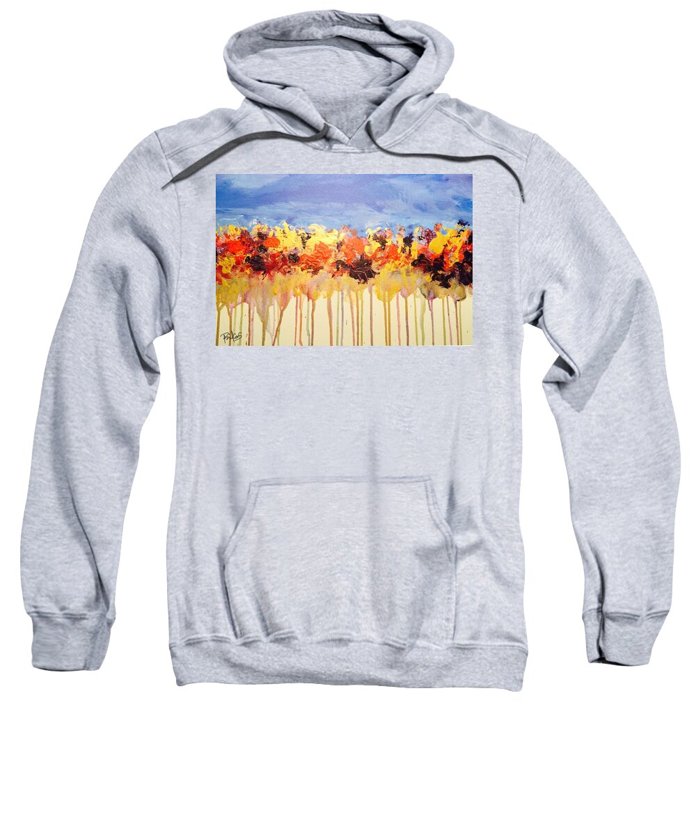 Acrylic Painting Sweatshirt featuring the painting Drip Flowers by Serenity Studio Art