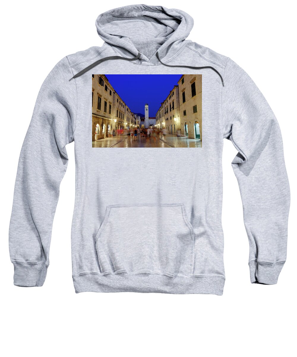 Travel Sweatshirt featuring the photograph Dubrovnik stradun or placa main street, South Dalmatia region, Croatia, hdr by Elenarts - Elena Duvernay photo