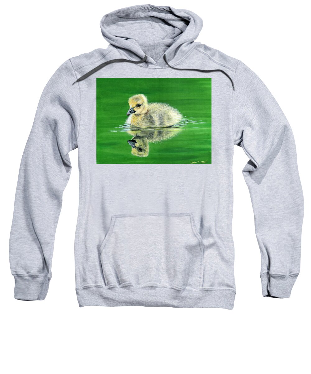 Duckling Sweatshirt featuring the painting Duckling by John Neeve