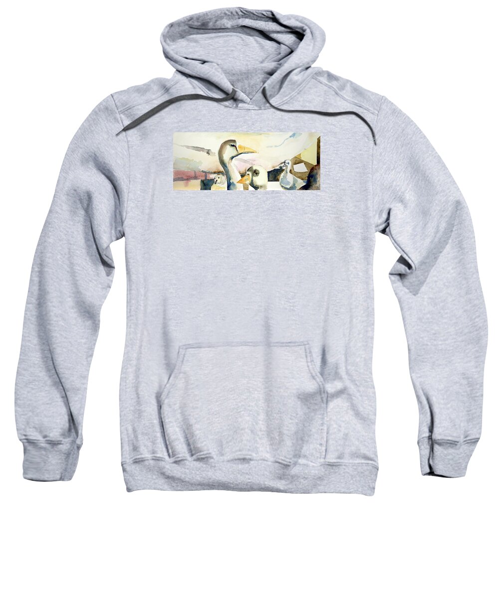  Sweatshirt featuring the painting Ducks and Geese by Kathleen Barnes