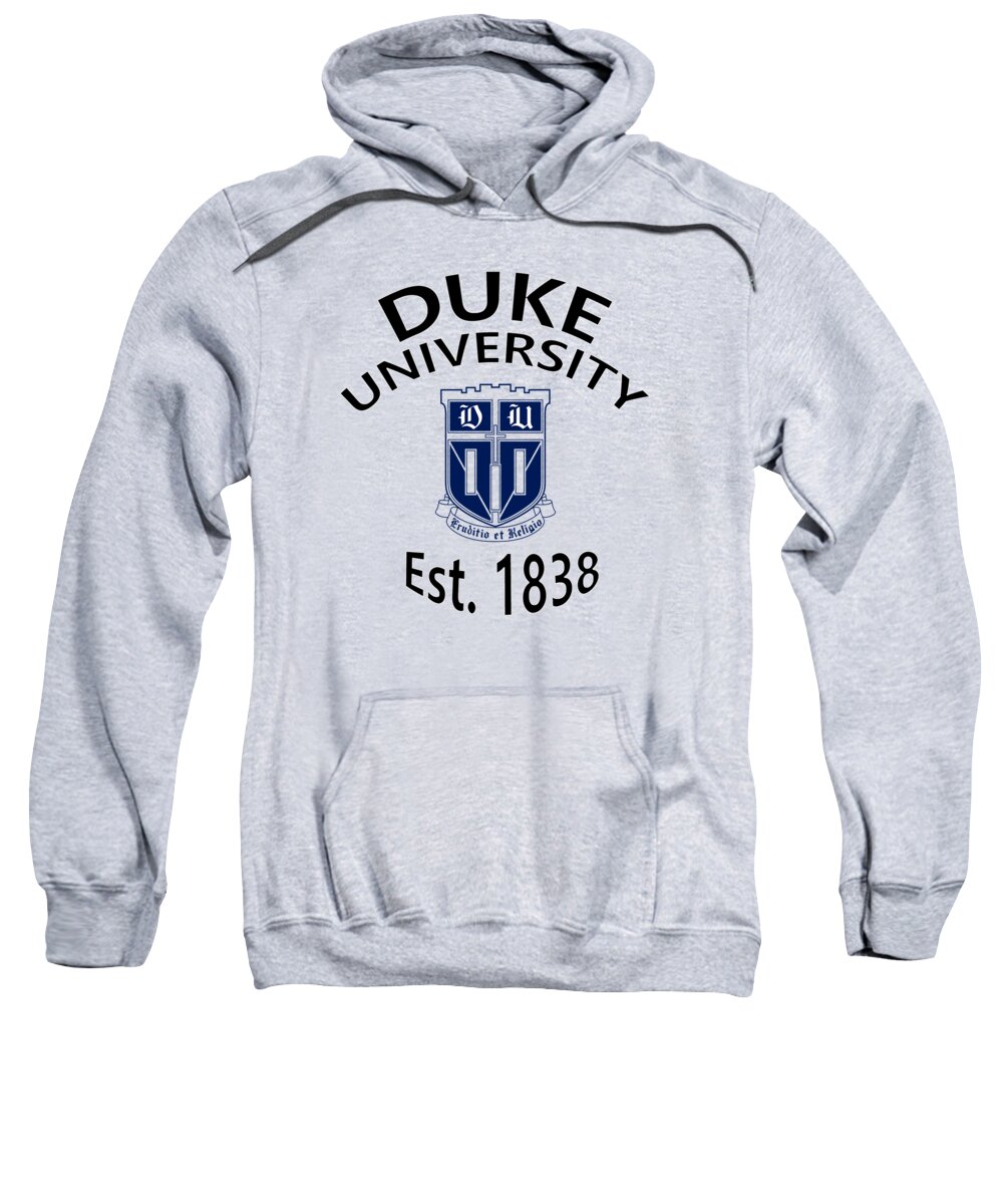 Duke University Sweatshirt featuring the digital art Duke University Est 1838 by Movie Poster Prints