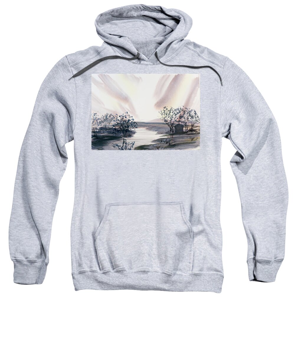 Australia Sweatshirt featuring the painting Dusk Creeping Up the River by Dorothy Darden