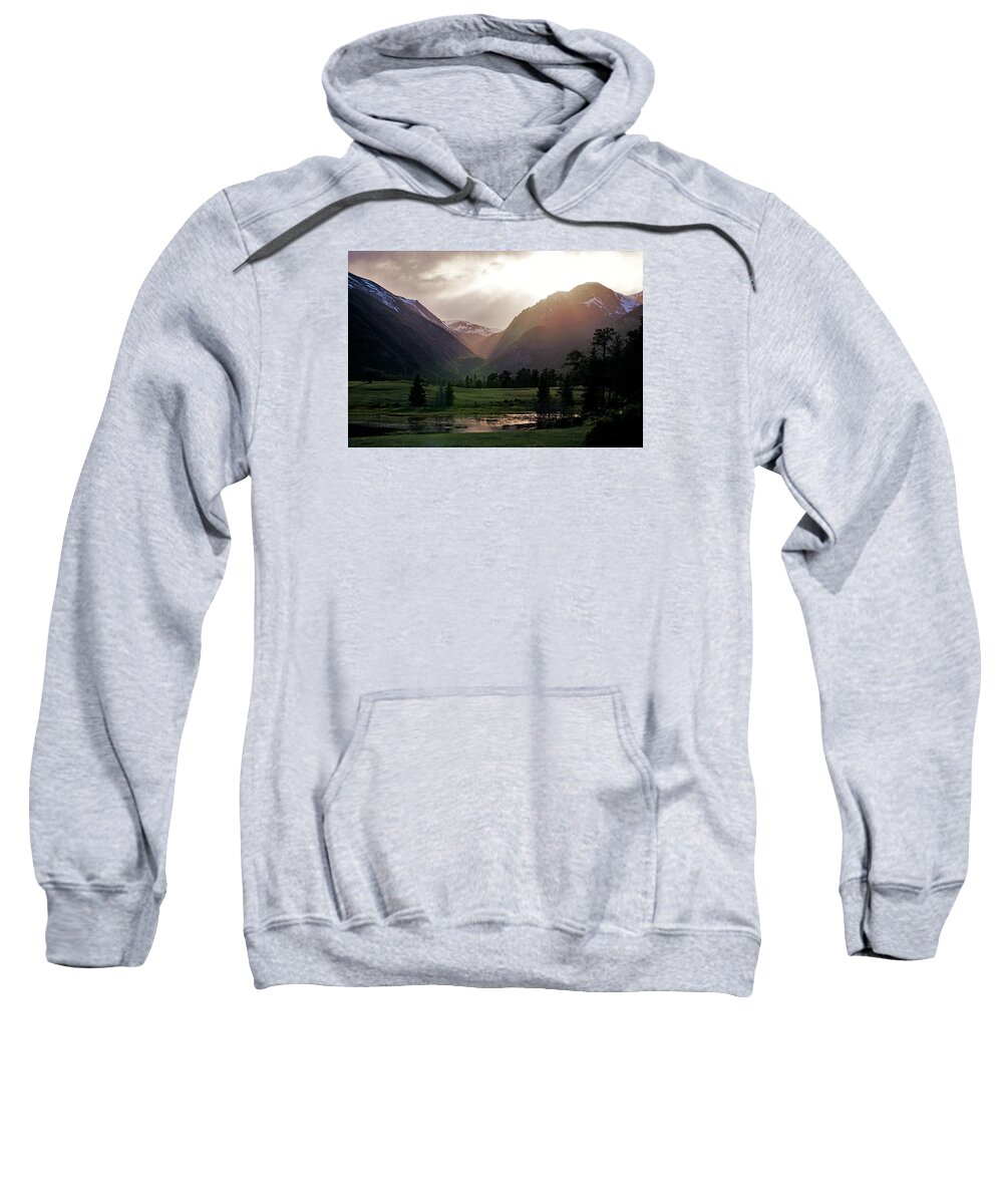 Rocky Sweatshirt featuring the photograph Early Evening Light in the Valley by Tranquil Light Photography