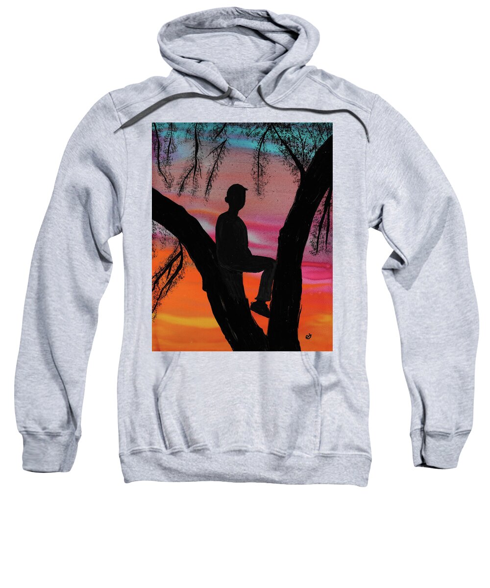 Sunset Sweatshirt featuring the painting East Trailridge by Eli Tynan